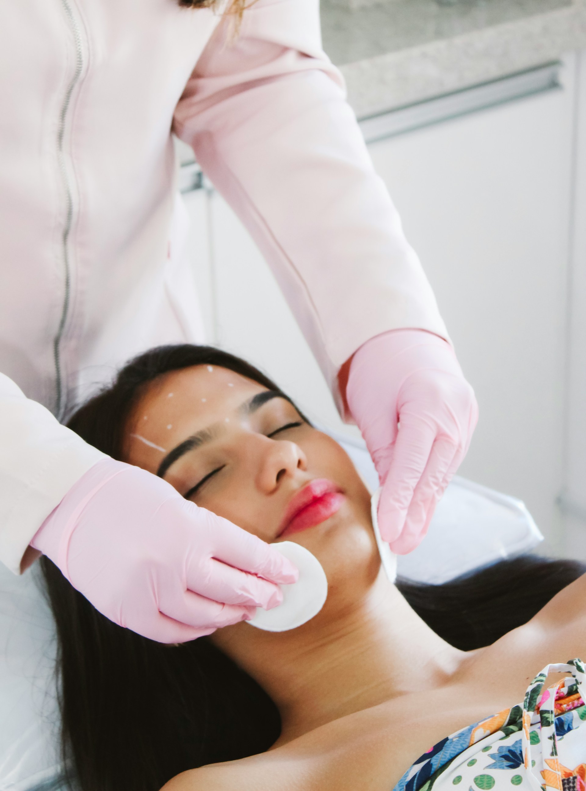 Woman receiving a professional facial